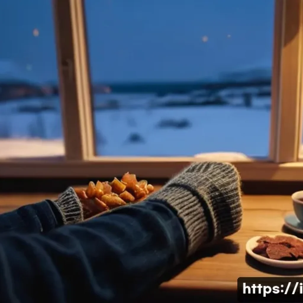 아이슬란드 전통 음식 하르드피스커 - **Prompt 1: Icelandic Winter Night Comfort with Hardfiskur**
"A cozy indoor scene in Iceland dur...
